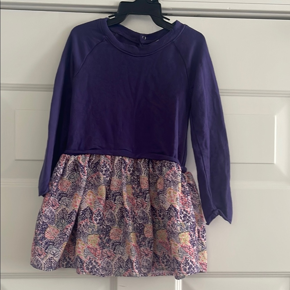 EGG Purple Long Sleeve Dress with Patterned Skirt